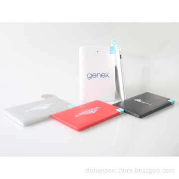 ultra thin credit card 2500mAh power bank with built-in cable